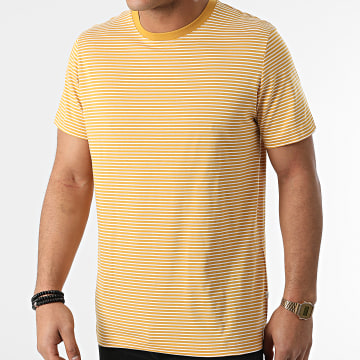  Selected - Tee Shirt A Rayures Norman Stripes Jaune Moutarde Blanc