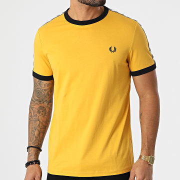  Fred Perry - Tee Shirt A Bandes Taped Ringer M6347 Jaune