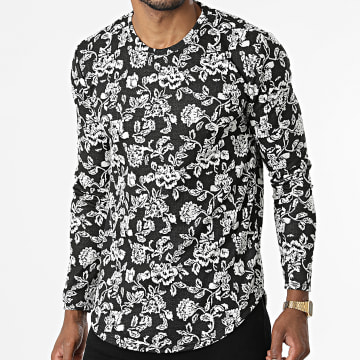  Frilivin - Tee Shirt Manches Longues Floral 15652 Noir
