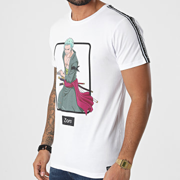  One Piece - Tee Shirt A Bandes Zoro Tape Blanc