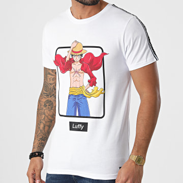  One Piece - Tee Shirt A Bandes Luffy Tape Blanc