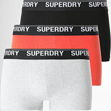  Superdry - Lot De 3 Boxers Classic Noir Orange Gris Chiné