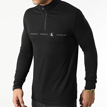  Calvin Klein - Tee Shirt Manches Longues A Col Zippé 9692 Noir