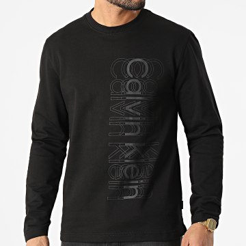  Calvin Klein - Tee Shirt A Manches Longues Multi Logo 7919 Noir