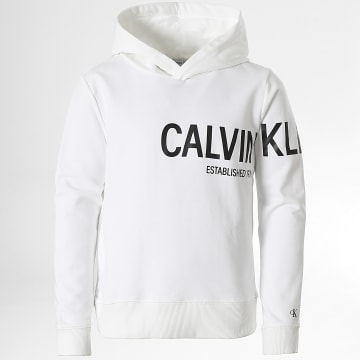  Calvin Klein - Sweat Capuche Enfant Institutional Hero Logo 1123 Blanc