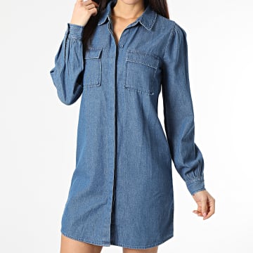  Only - Robe Jean A Manches Longues Femme Meadow Life Bleu Denim