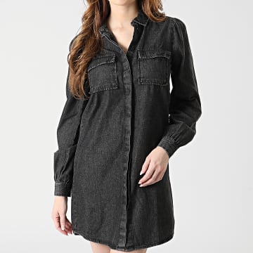  Only - Robe Jean A Manches Longues Femme Meadow Life Gris Anthracite Chiné