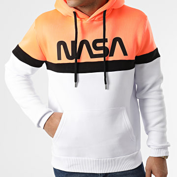  NASA - Sweat Capuche Tricolore Worm Orange Fluo Blanc Noir