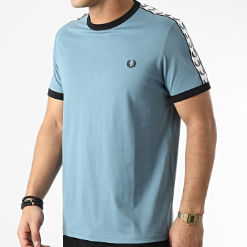  Fred Perry - Tee Shirt A Bandes Taped Ringer M6347 Bleu Clair