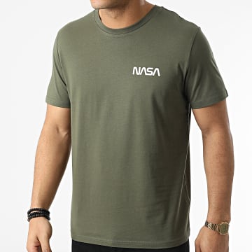  NASA - Tee Shirt Simple Chest Vert Kaki Blanc