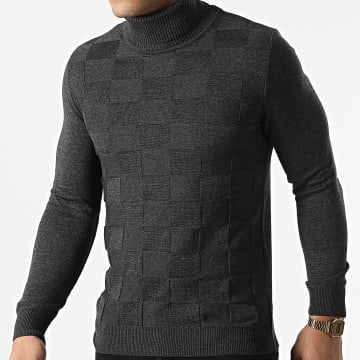  Ikao - Pull Col Roulé LL186 Gris Anthracite Chiné