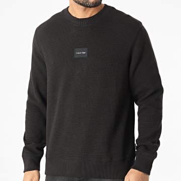 Calvin Klein - Sudadera con cuello redondo de rejilla texturizada 8055 Black