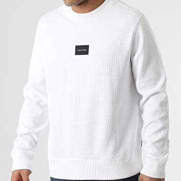 Calvin Klein - Felpa girocollo Textured Grid 8055 Bianco