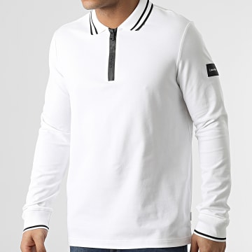  Calvin Klein - Polo Manches Longues Mix Media Technical 8065 Blanc