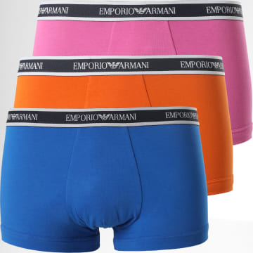  Emporio Armani - Lot De 3 Boxers 111357-2R717 Orange Rose Bleu Roi
