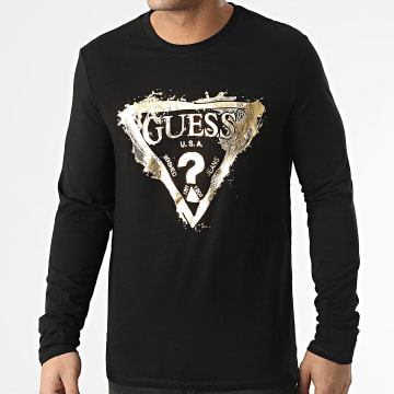  Guess - Tee Shirt Manches Longues M2RI27-J1311 Noir Doré