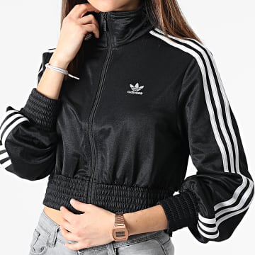 Adidas Originals - Veste Zippée Crop Femme A Bandes HF7535 Noir