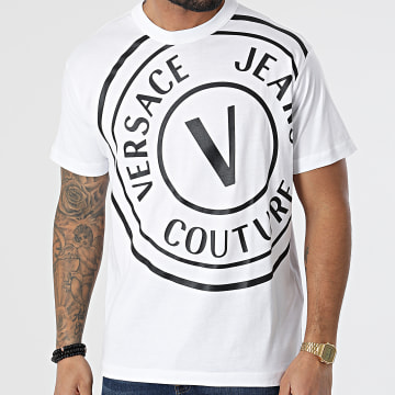  Versace Jeans Couture - Tee Shirt Centered Vemblem 72GAHT19 Blanc
