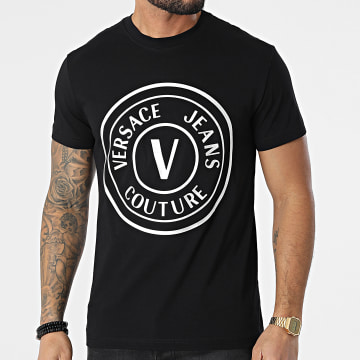  Versace Jeans Couture - Tee Shirt Vemblem Thick Foil 72GAHT03 Noir Argenté