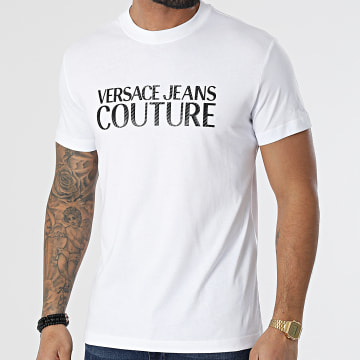  Versace Jeans Couture - Tee Shirt Logo Pixel 72GAHT02 Blanc