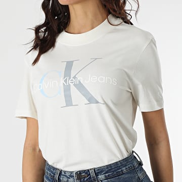 Calvin Klein - Maglietta donna bicolore Monogram 7711 Beige
