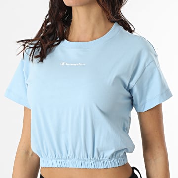  Champion - Tee Shirt Femme Crop 115211 Bleu Clair