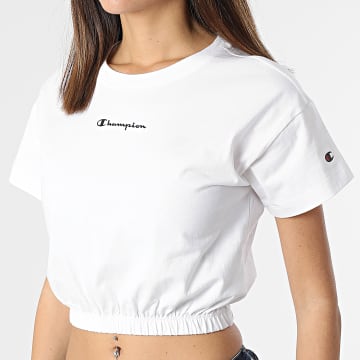  Champion - Tee Shirt Femme Crop 115211 Blanc