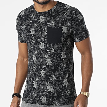  Le Temps Des Cerises - Tee Shirt Poche Floral Drift Noir