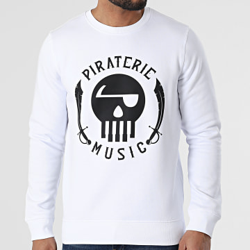  Piraterie Music - Sweat Crewneck Piraterie Music Blanc Noir