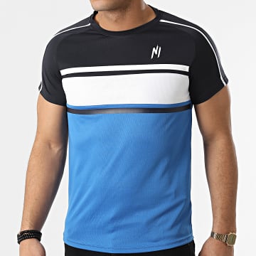  NI by Ninho - Tee Shirt A Bandes 017 Bleu Blanc