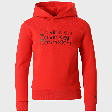  Calvin Klein - Sweat Capuche Enfant Institutional Cutoff 1160 Rouge