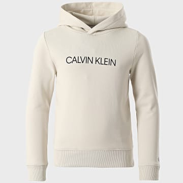  Calvin Klein - Sweat Capuche Enfant Institutional Logo 0163 Beige
