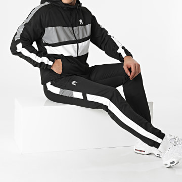  NI by Ninho - Ensemble De Survetement A Bandes Réfléchissant Magnum Noir Gris Blanc