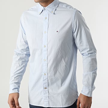 Tommy Hilfiger - Shirt met lange mouwen Zachte microprint 3119 Lichtblauw