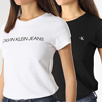  Calvin Klein - Lot De 2 Tee Shirt Femme 5777 Blanc Noir