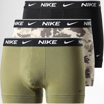  Nike - Lot De 3 Boxers Everyday Cotton Stretch KE1008 Noir Vert Kaki Camouflage Beige