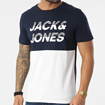  Jack And Jones - Tee Shirt Break Blanc Bleu Marine