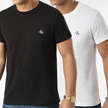  Calvin Klein - Lot De 2 Tee Shirts Monogram 0199 Blanc Noir