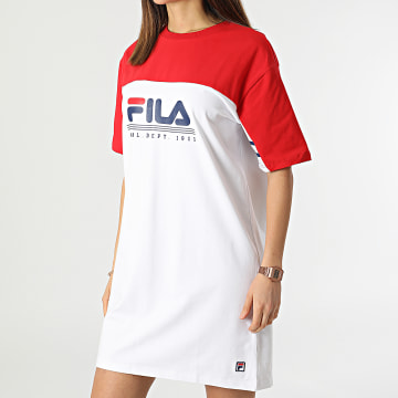  Fila - Robe Tee Shirt Femme Bauska Blanc Rouge