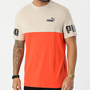  Puma - Tee Shirt Power Colorblock 847389 Orange Beige