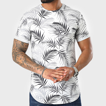  LBO - Tee Shirt Oversize Imprimé Avec Revers 2144 Tropical Blanc