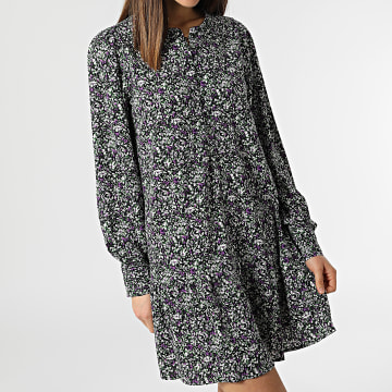  Only - Robe Manches Longues Femme Piper Noir Vert Floral