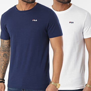  Fila - Lot De 2 Tee Shirts Brod FAM0083 Bleu Marine Blanc
