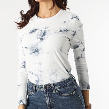  Vero Moda - Tee Shirt Manches Longues Femme Argo Blanc Bleu Marine