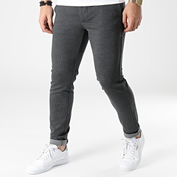  Only And Sons - Pantalon Chino A Rayures Mark Gris Anthracite Ciné