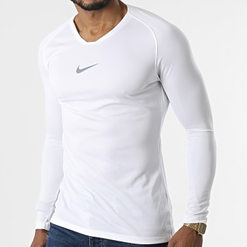  Nike - Tee Shirt Manches Longues Col V Dri-FIT Blanc