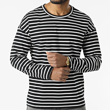 Frilivin - Tee Shirt A Manches Longues BM1520 Noir Blanc