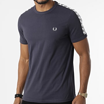  Fred Perry - Tee Shirt A Bandes Taped Ringer M6347 Bleu Marine