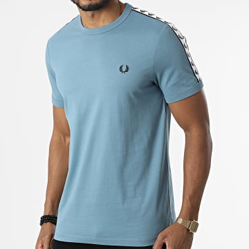  Fred Perry - Tee Shirt A Bandes Taped Ringer M6347 Bleu Clair