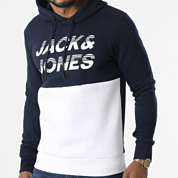  Jack And Jones - Sweat Capuche Break Bleu Marine Blanc